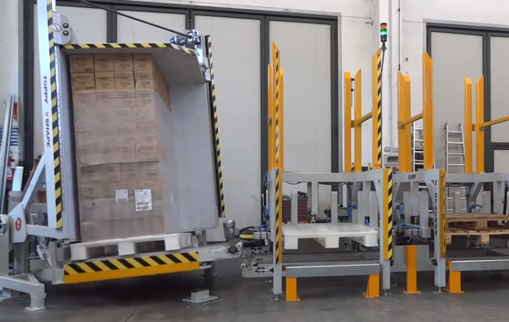 Automatic Pallet Inverting Machine 180 Degree Turner Inverter System 50mm